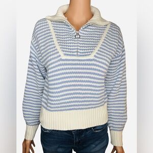 Jessica Simpson Henley Knit Striped Cardigan, Small
